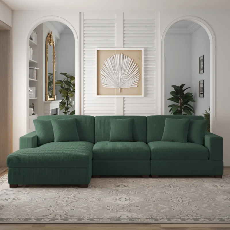 Phydra 3-Piece L-Shape Cordurey Sectional Sofa - Image 7