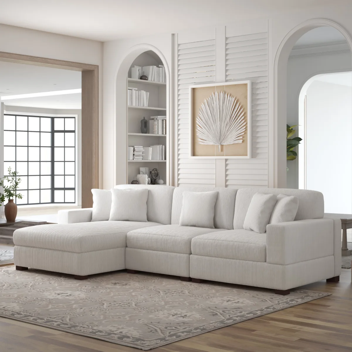 Phydra 3-Piece L-Shape Cordurey Sectional Sofa - Image 2
