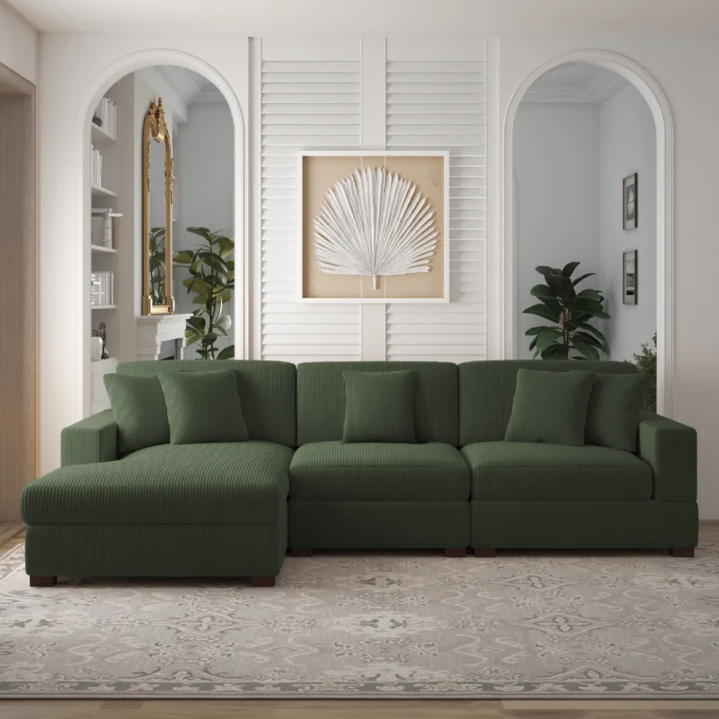 Phydra 3-Piece L-Shape Cordurey Sectional Sofa - Image 6