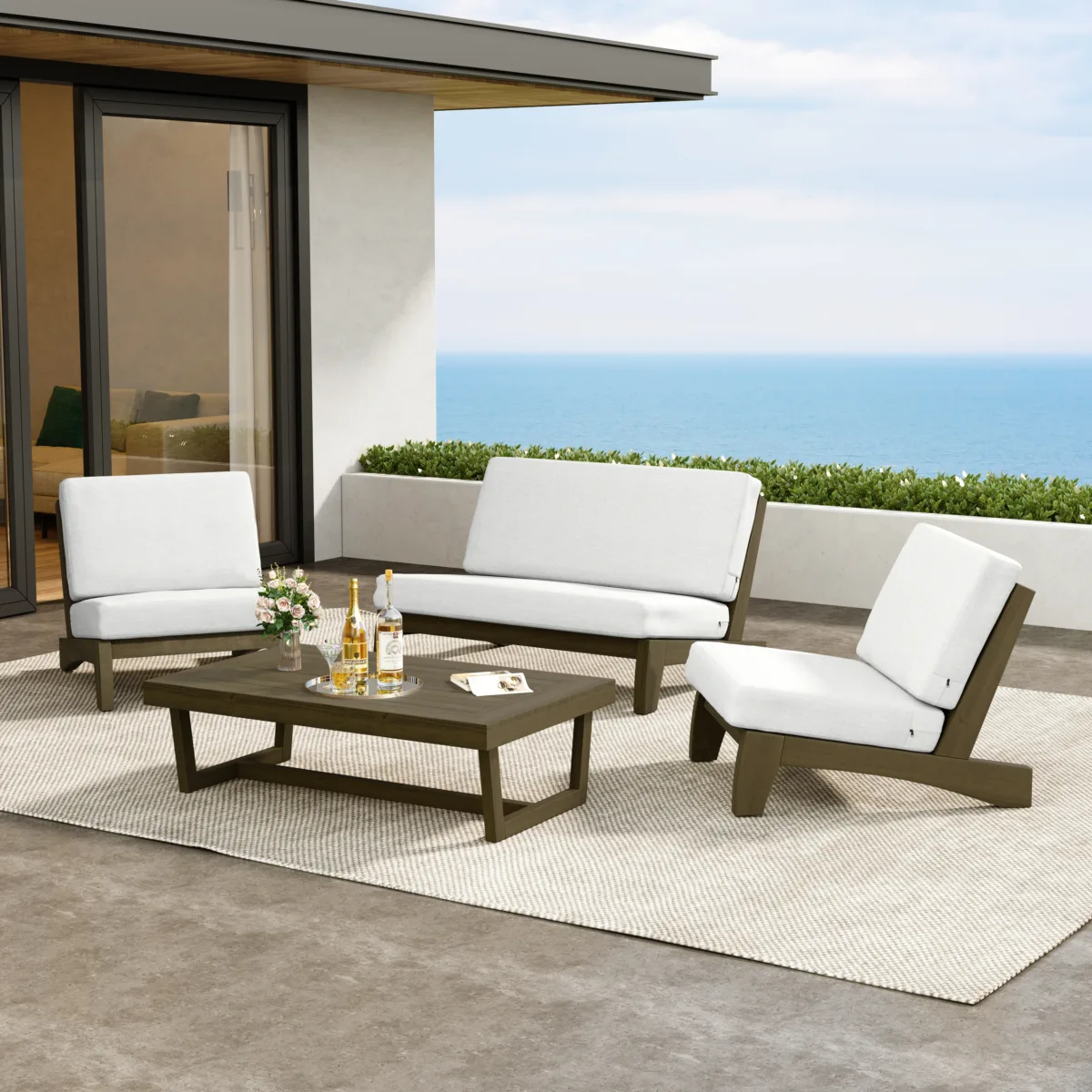 Elysian 4-Piece Fabric Outdoor Patio Loveseat Set - Image 1
