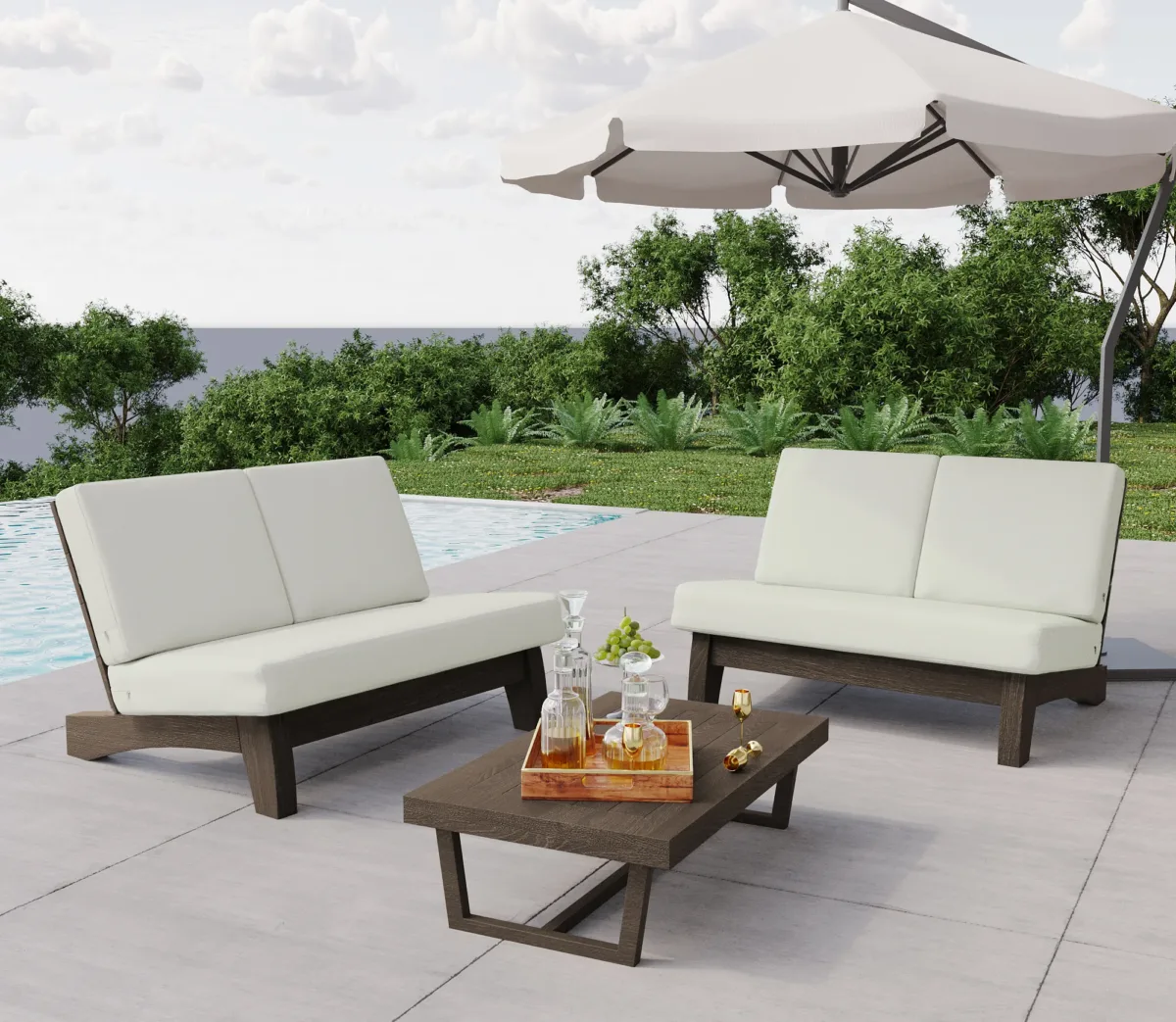 Elysian 3-Piece Patio Set with Loveseats & Coffee Table - Image 1