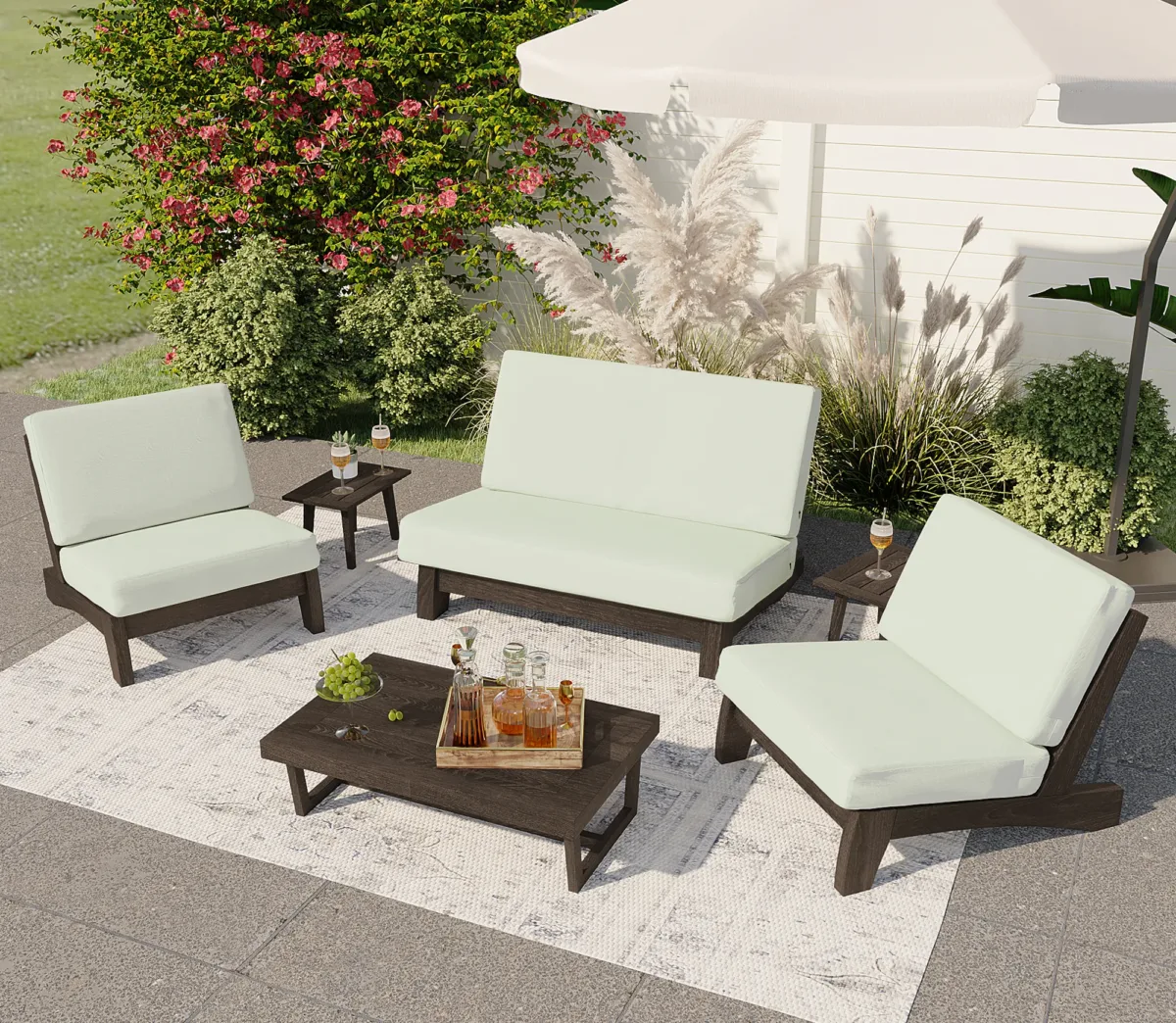 Elysian 4-Piece Fabric Outdoor Patio Loveseat Set - Image 3
