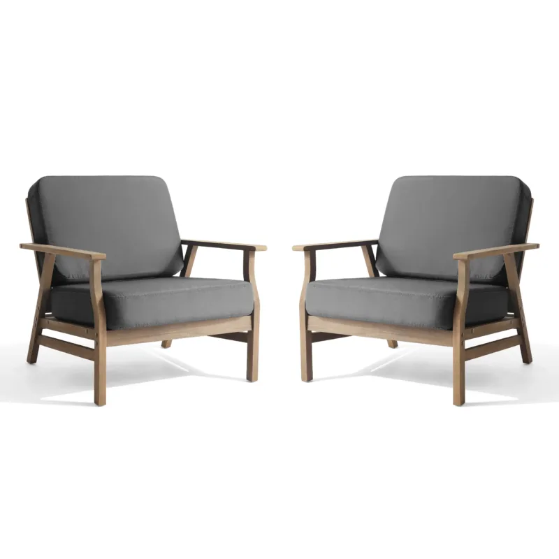 Nelis Acacia Outdoor Patio Armchairs Set of 2 - Image 7