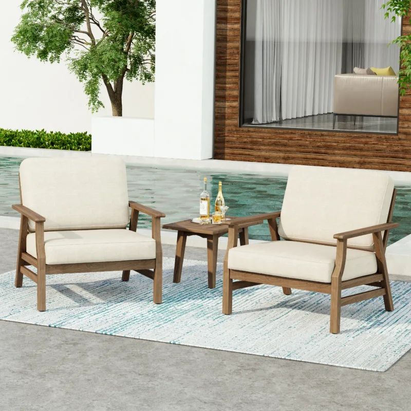 Nelis Acacia Outdoor Patio Armchairs Set of 2 - Image 2