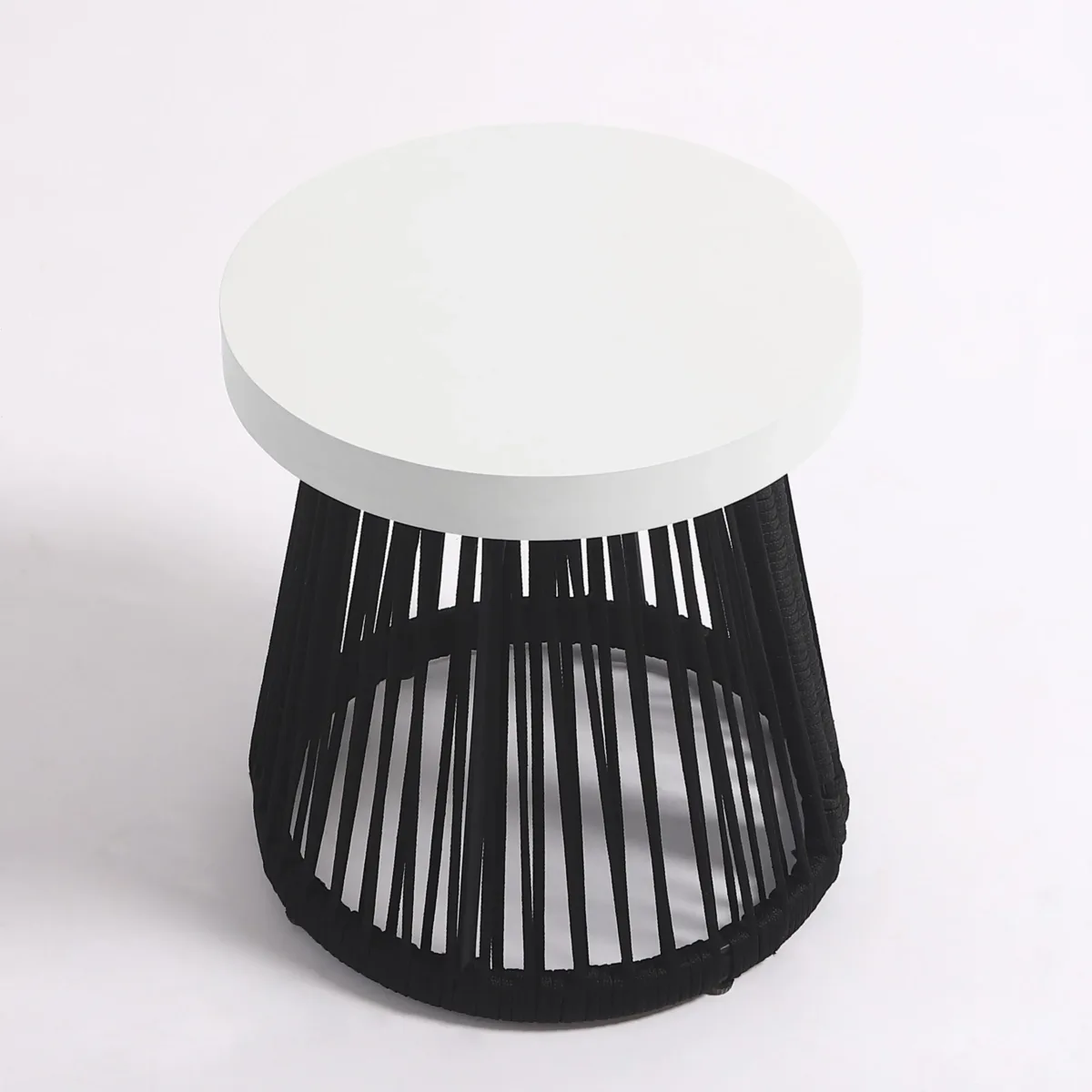 Selene 3-Piece Modern Rope Outdoor Swivel Chairs & Side Table - Image 7