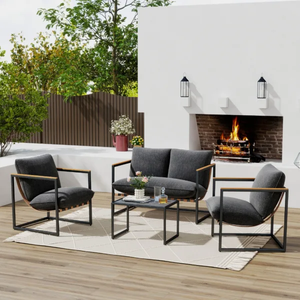 Tapasi Outdoor Conversation Lounge Chairs Sets with Cushions and End Table