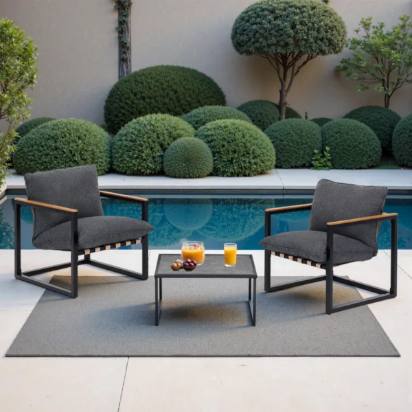 Tapasi Outdoor Conversation Lounge Chairs Sets with Cushions and End Table