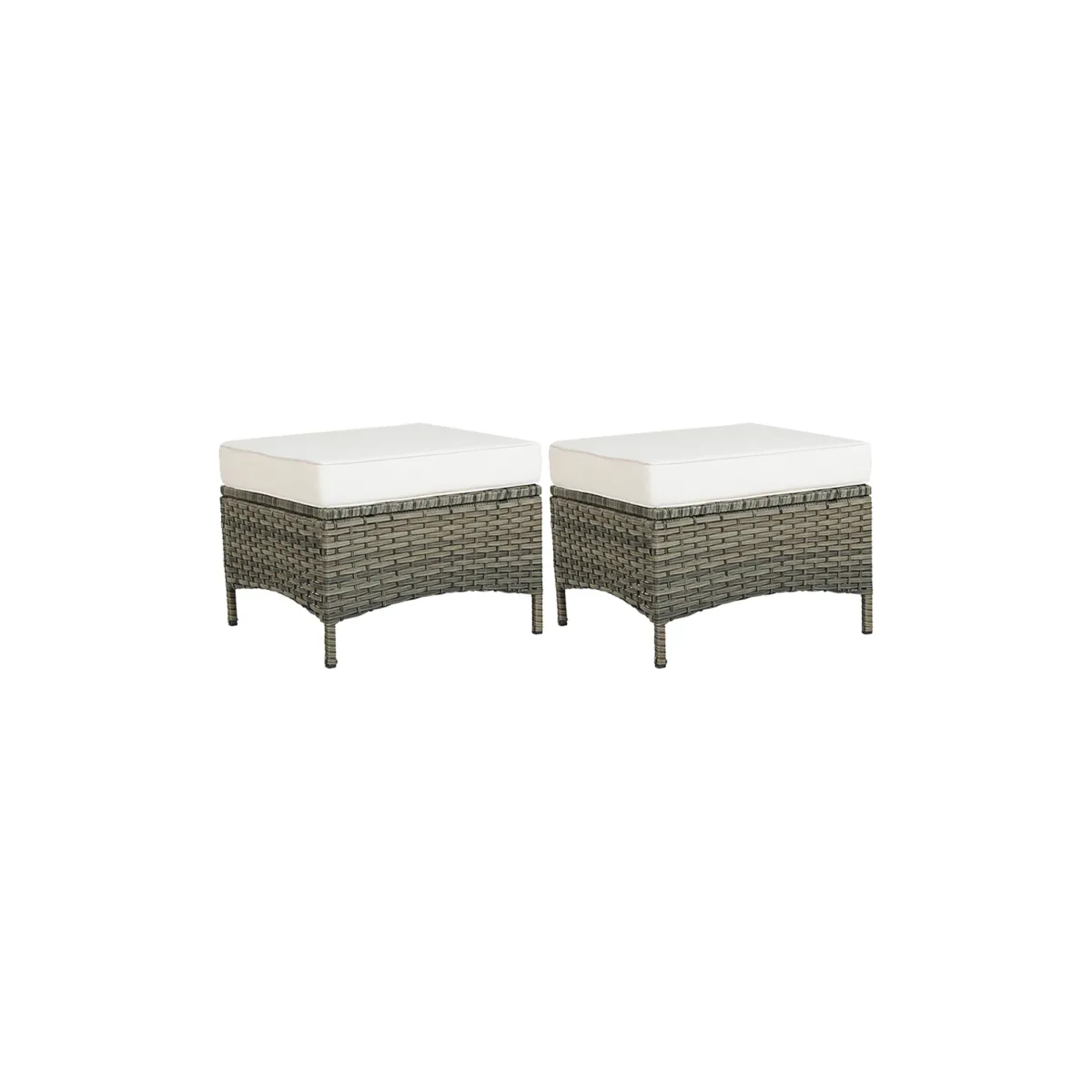 Outdoor Wicker Ottoman With Cushioned Footrest (Set of 2) - Image 1