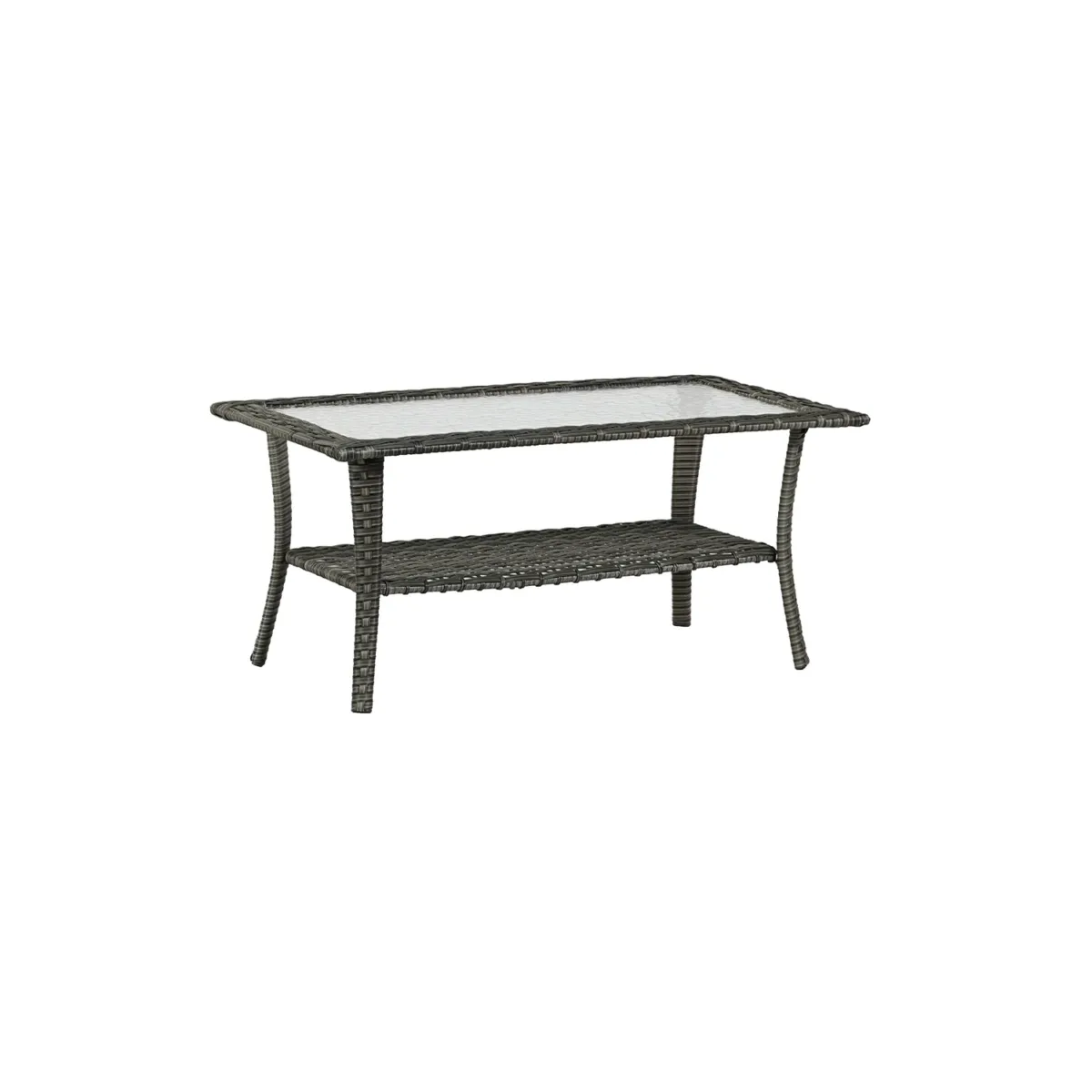 Outdoor Wicker Frame Table With Glass Top - Image 1