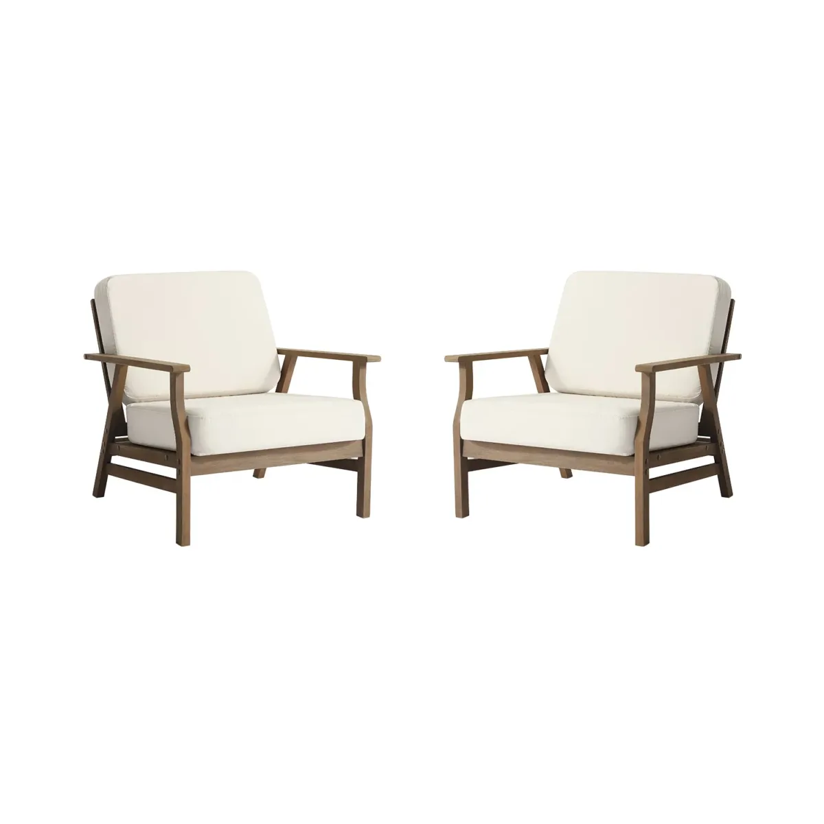 Nelis Acacia Outdoor Patio Armchairs Set of 2 - Image 1