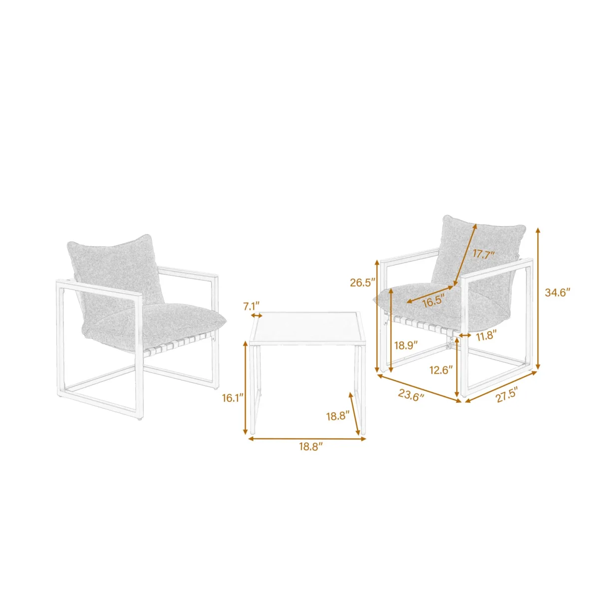 Tapasi Outdoor Conversation Lounge Chairs Sets with Cushions and End Table - Image 2