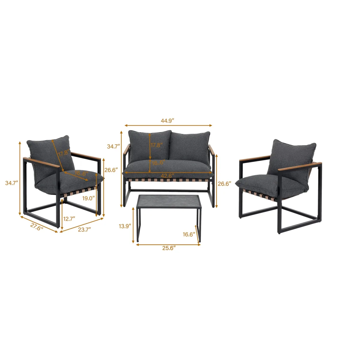 Tapasi Outdoor Conversation Lounge Chairs Sets with Cushions and End Table - Image 2