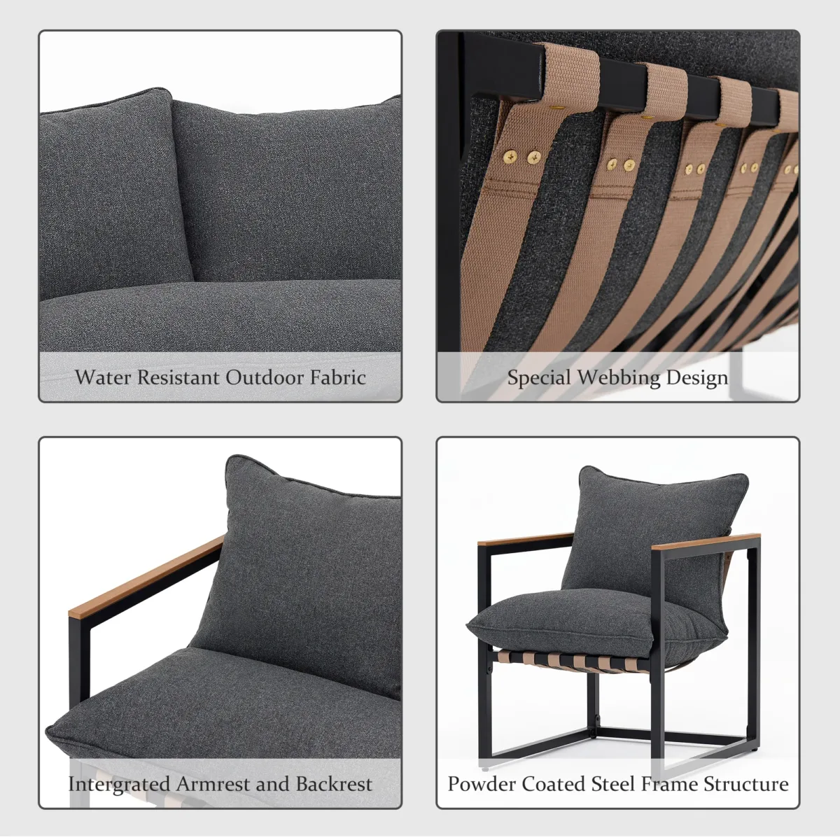 Tapasi Outdoor Conversation Lounge Chairs Sets with Cushions and End Table - Image 4
