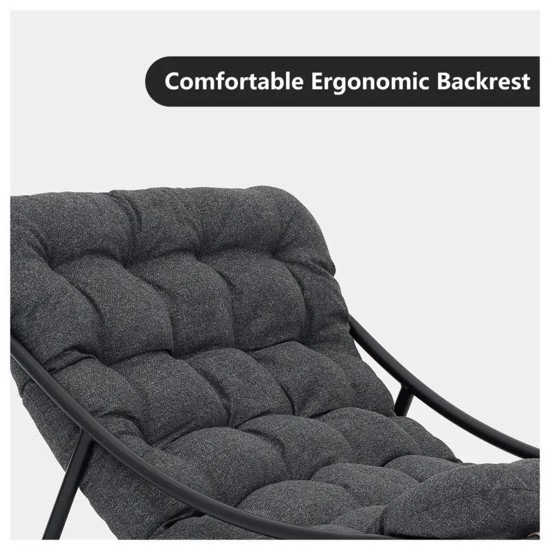 Tapasi Outdoor Modern Metal Framed Upholstered Patio Lounge Chairs - Image 4