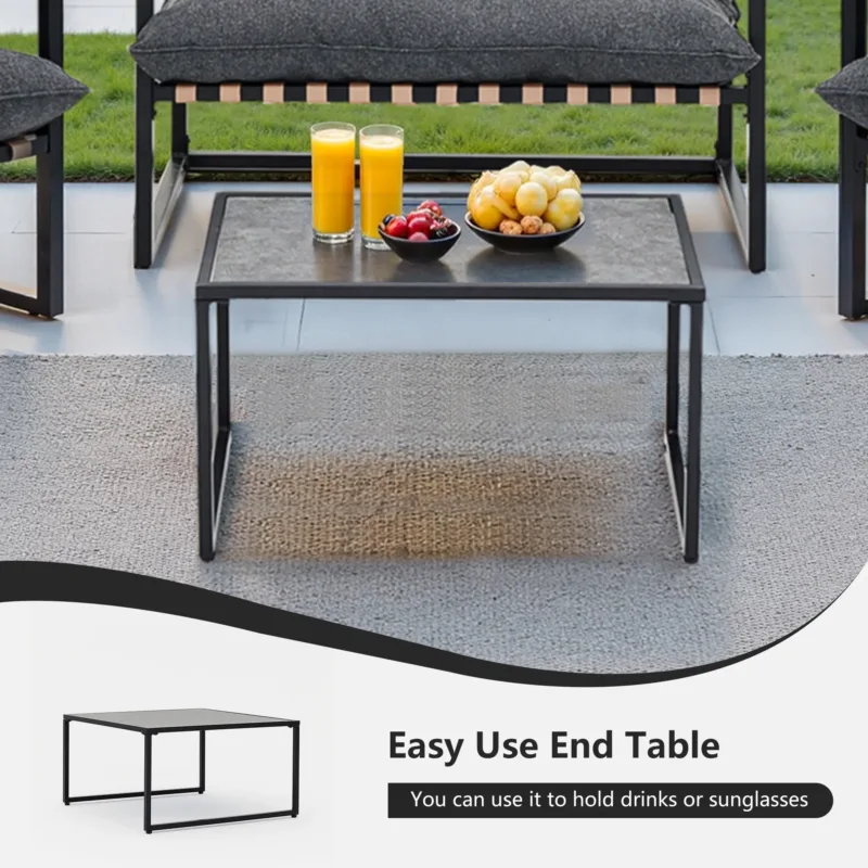 Tapasi Outdoor Conversation Lounge Chairs Sets with Cushions and End Table - Image 6
