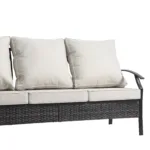 Charron Metal 3-person Patio Outdoor Sofa with Cushions and Wicker Decor - Image 5