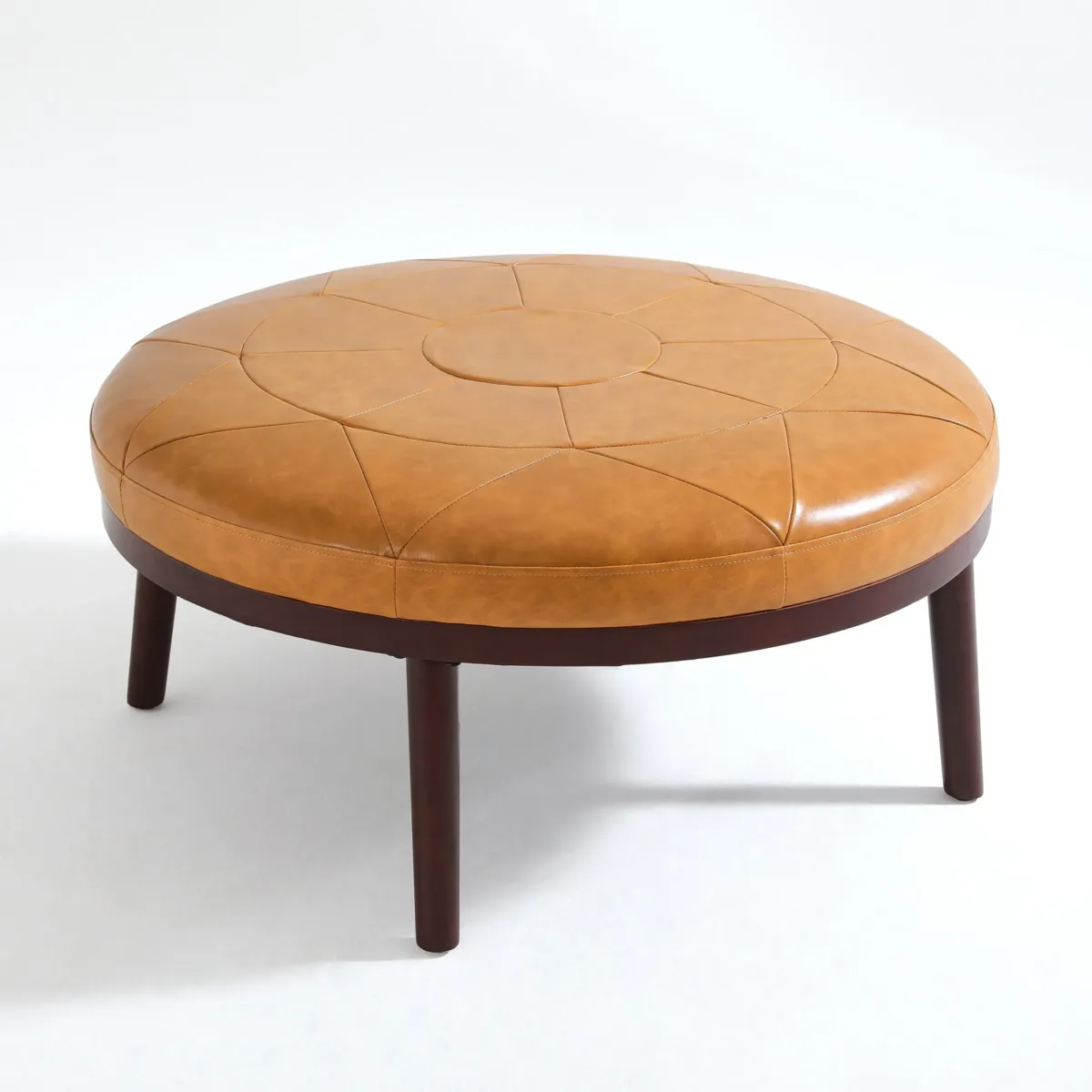 Rowland Full-Grain Genuine Italian Leather Ottoman - Image 1
