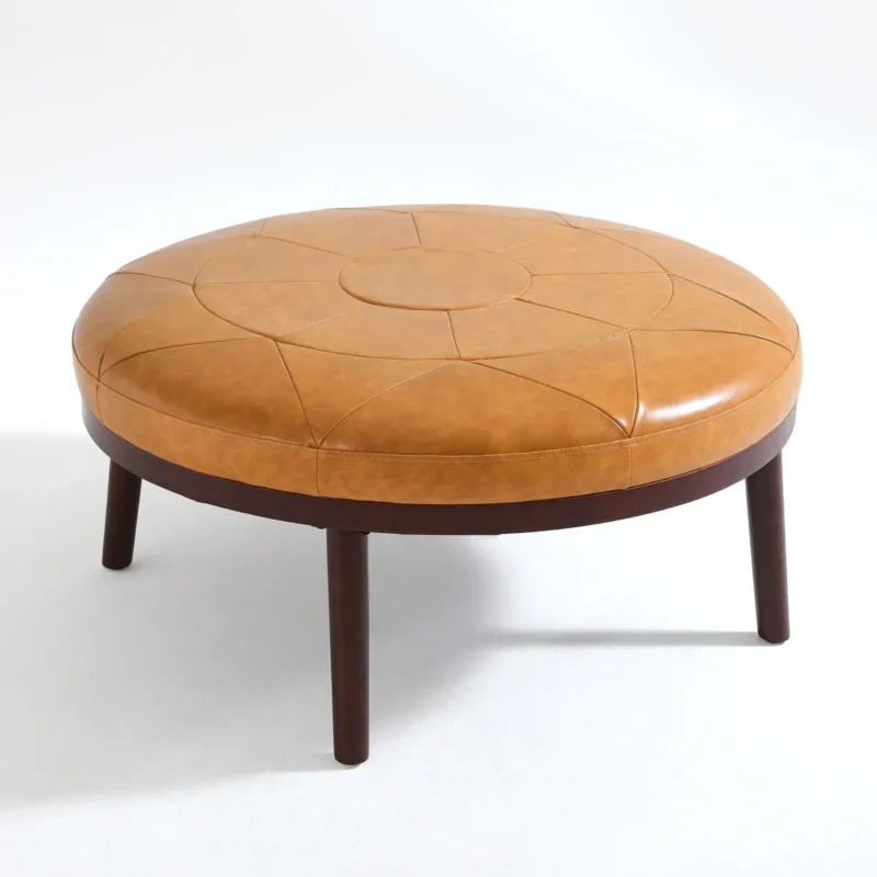 Rowland Full-Grain Genuine Italian Leather Ottoman