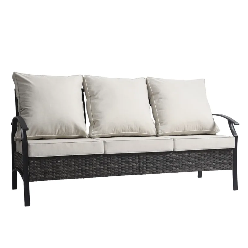 Charron Outdoor Metal 7-Person Patio Set With Two Tables and Wicker Decor - Image 5