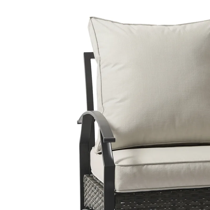 Charron Metal Outdoor Loveseat with Cushions and Wicker Decor - Image 5