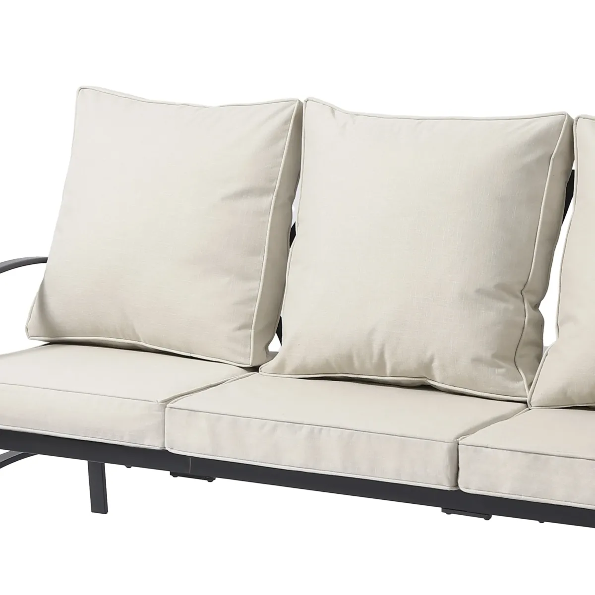 Metal 3-Person Patio Outdoor Sofa with Cushions 2 - Image 5