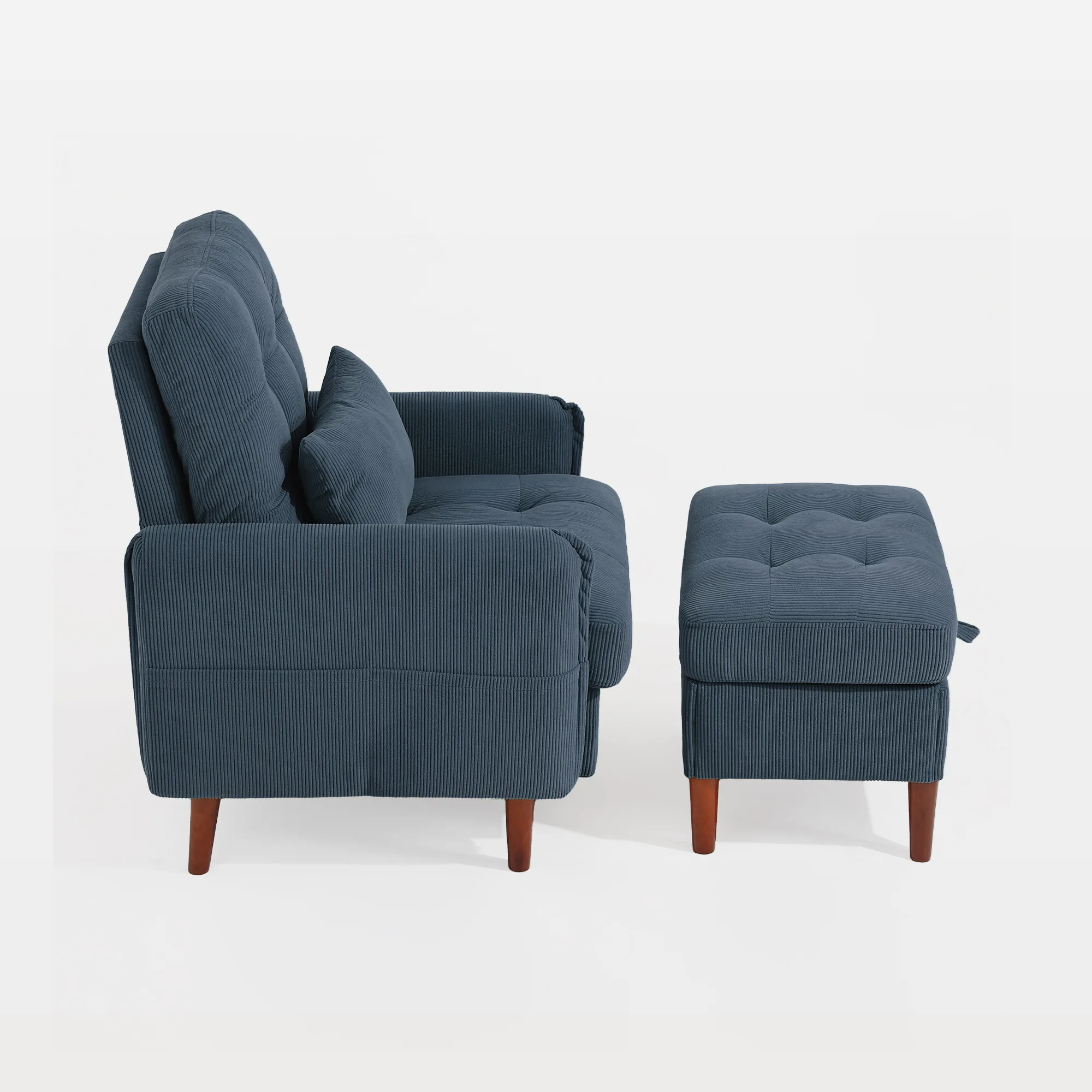 CH0061-CH+OT-MAIN Deeda Soft Fabric Accent Chair with Adjustable Backrest and Ottoman - Image 1