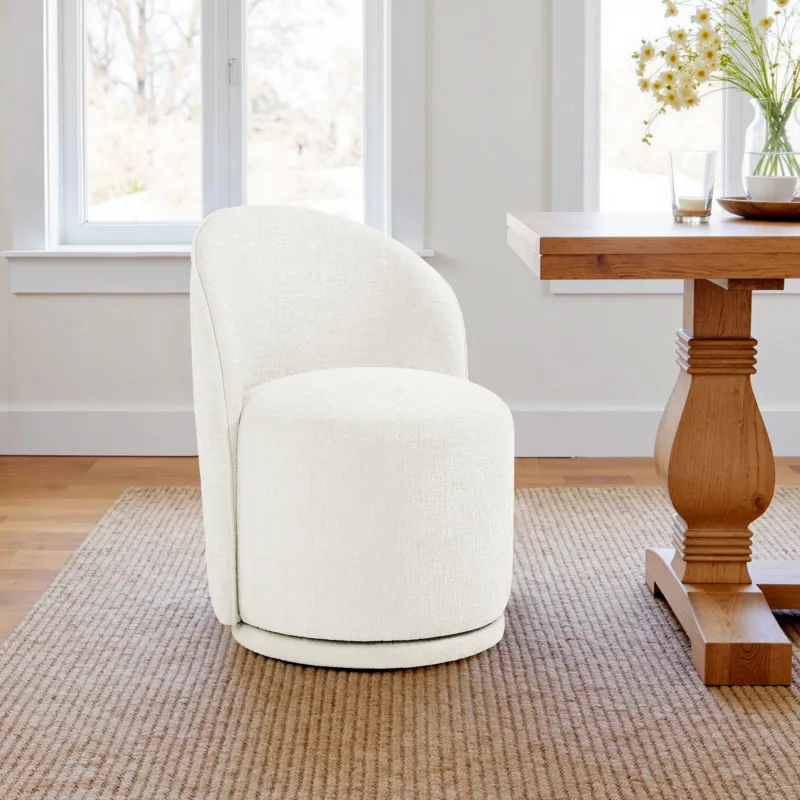 Talinne Modern Fully Assembled Swivel Barrel Dining Chair - Image 2