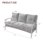 Charron Metal 3-person Patio Outdoor Sofa with Cushions and Wicker Decor - Image 2