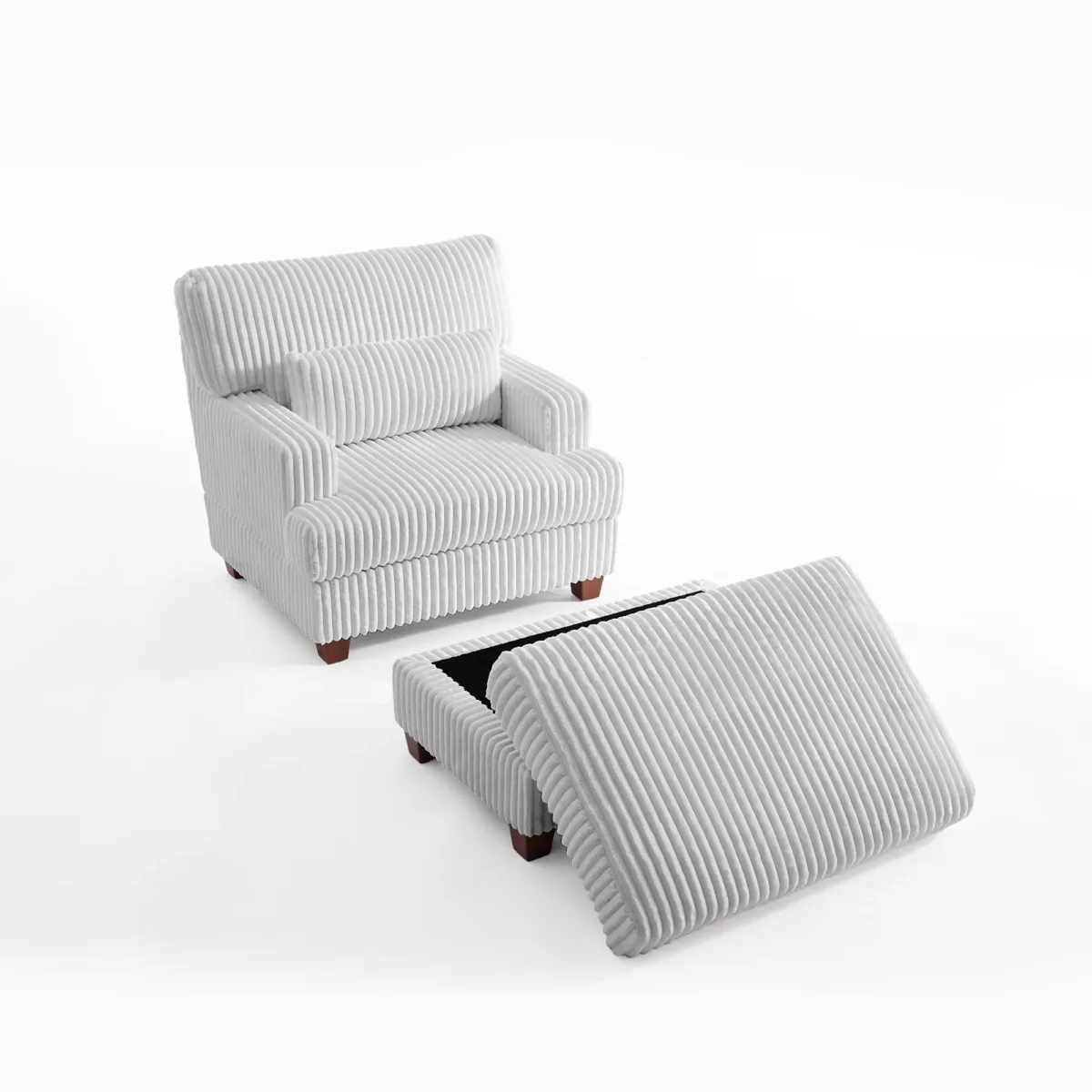 Ermia Modern Upholstered Faux Fur Square Ottoman - Image 8