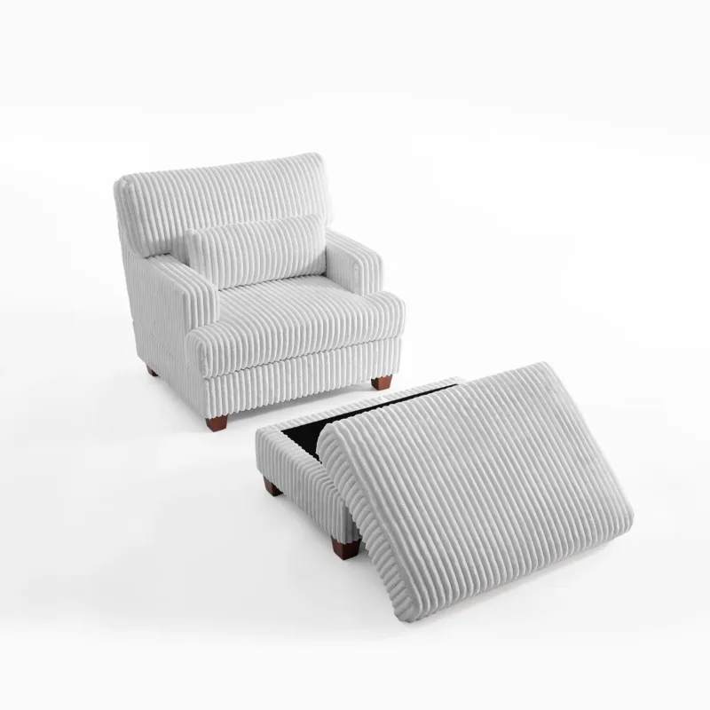 Ermia Modern Upholstered Faux Fur Square Ottoman - Image 8