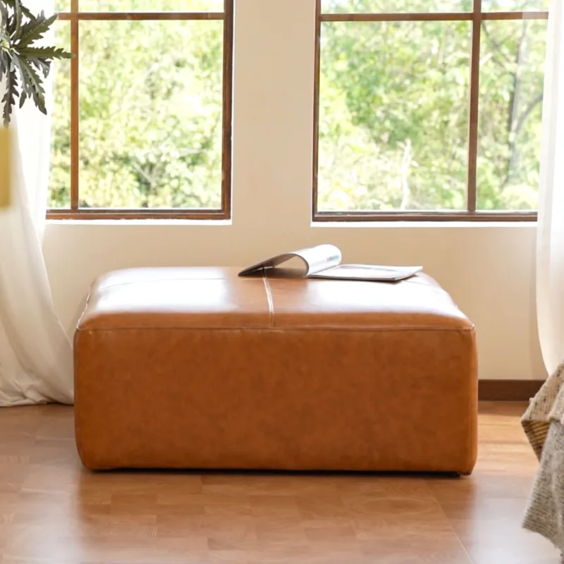 Ruvaro Top-Grain Genuine Leather Ottoman (S-M-L Sizes) - Image 2