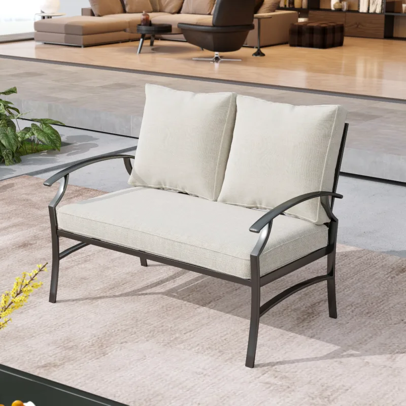 Metal Outdoor Loveseat with Cushions - Image 2