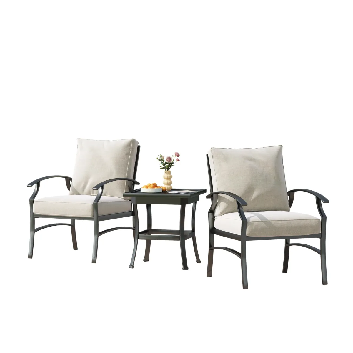 Outdoor Metal 4-Person Patio Set With Two Tables And Cushions - Image 4