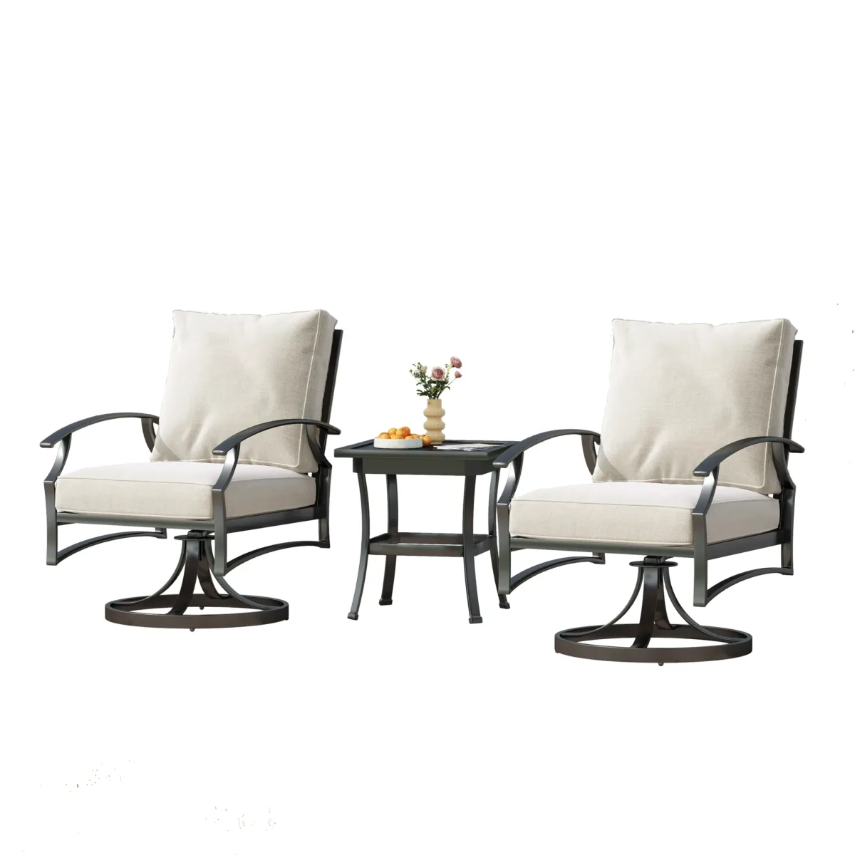 Outdoor Metal 5-Person Patio Set With Two Tables And Cushions - Image 5