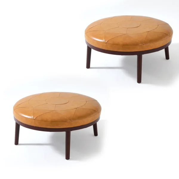 Rowland Full-Grain Genuine Italian Leather Ottoman (Set of 2)