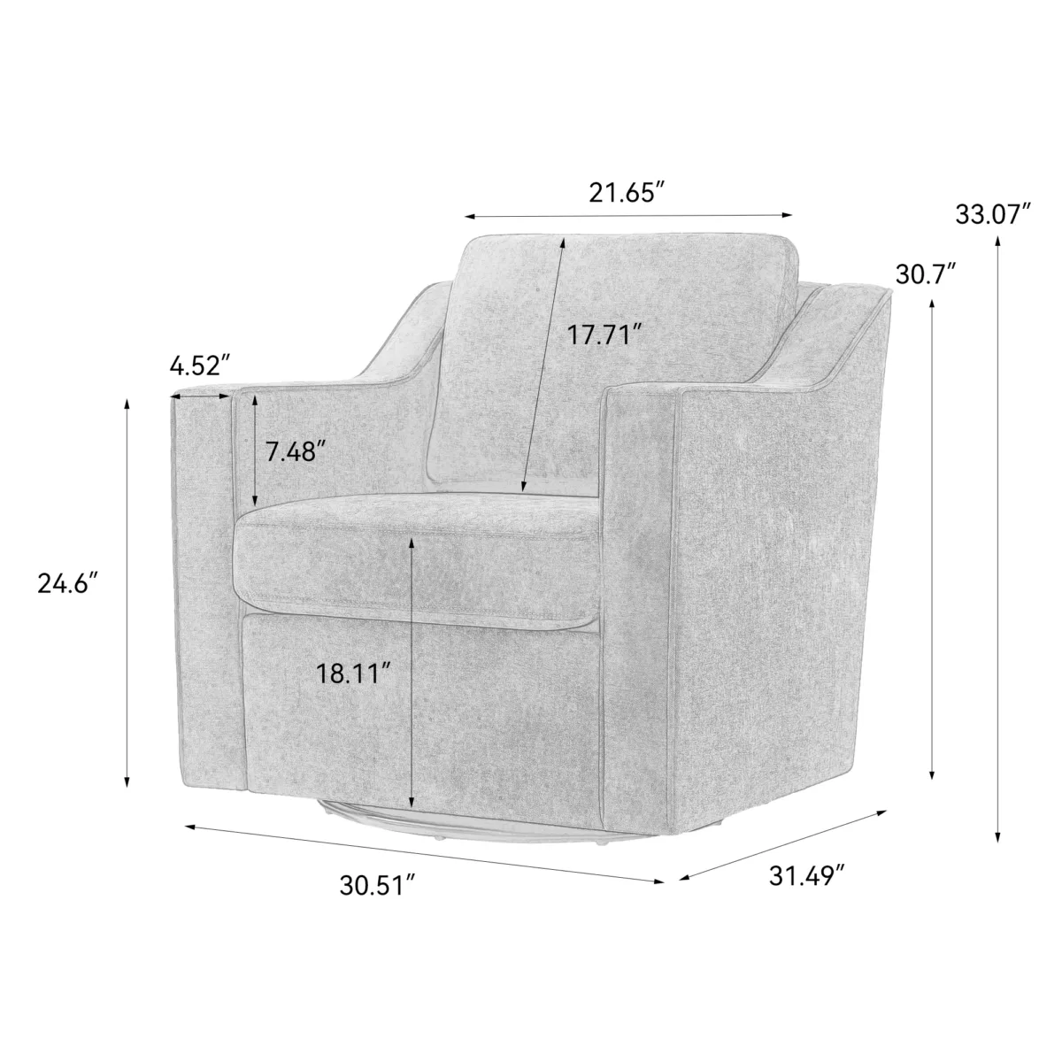 Upholstered Swivel Armchair - Image 8