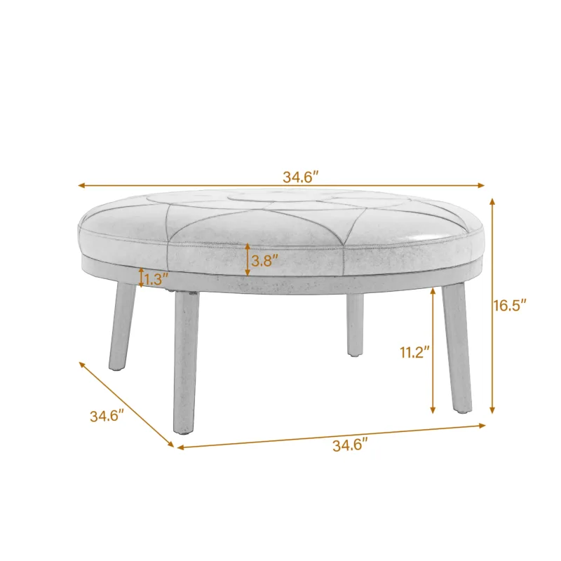 Rowland Full-Grain Genuine Italian Leather Ottoman - Image 2