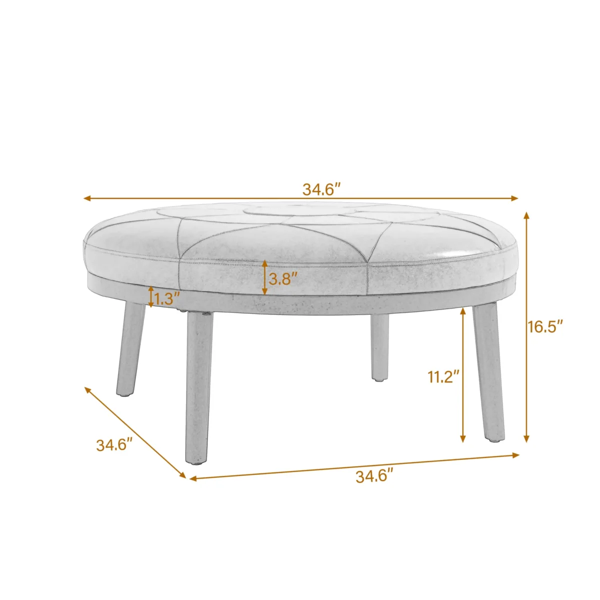 Rowland Full-Grain Genuine Italian Leather Ottoman - Image 2