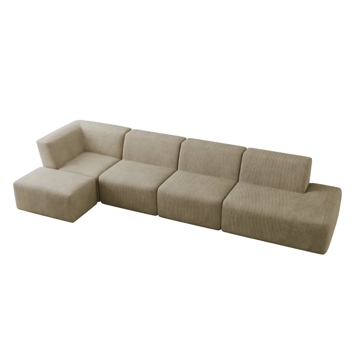 Camelle 5-Piece Corduroy Sectional Sofa with Left Chaise Module - Image 2