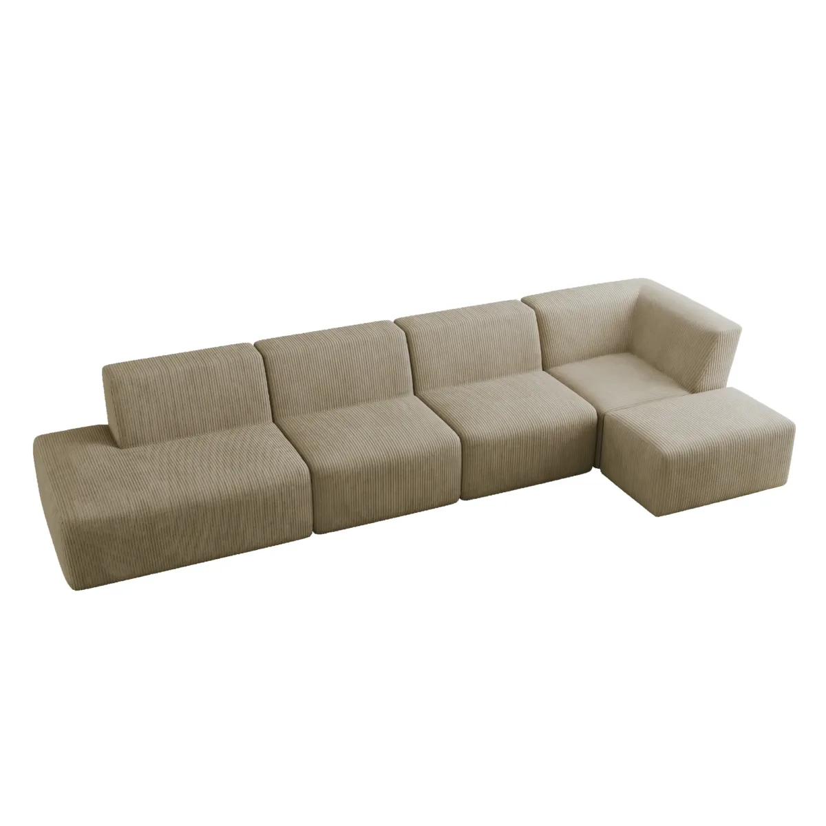Camelle 5-Piece Corduroy Sectional Sofa with Right Chaise Module - Image 2