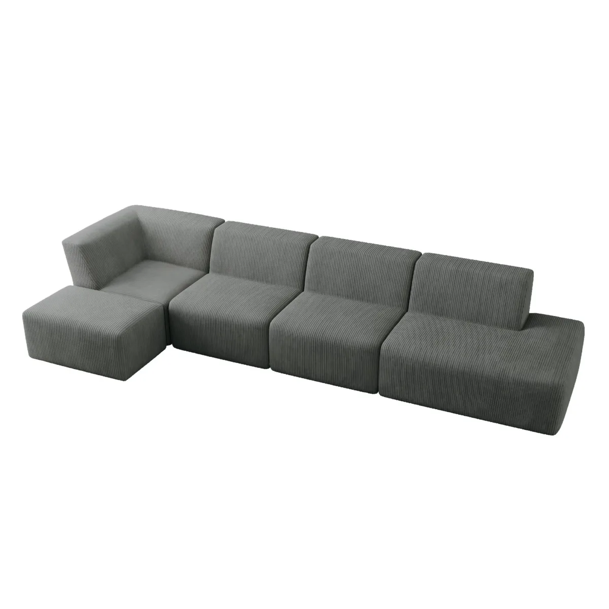 Camelle 5-Piece Corduroy Sectional Sofa with Left Chaise Module - Image 3
