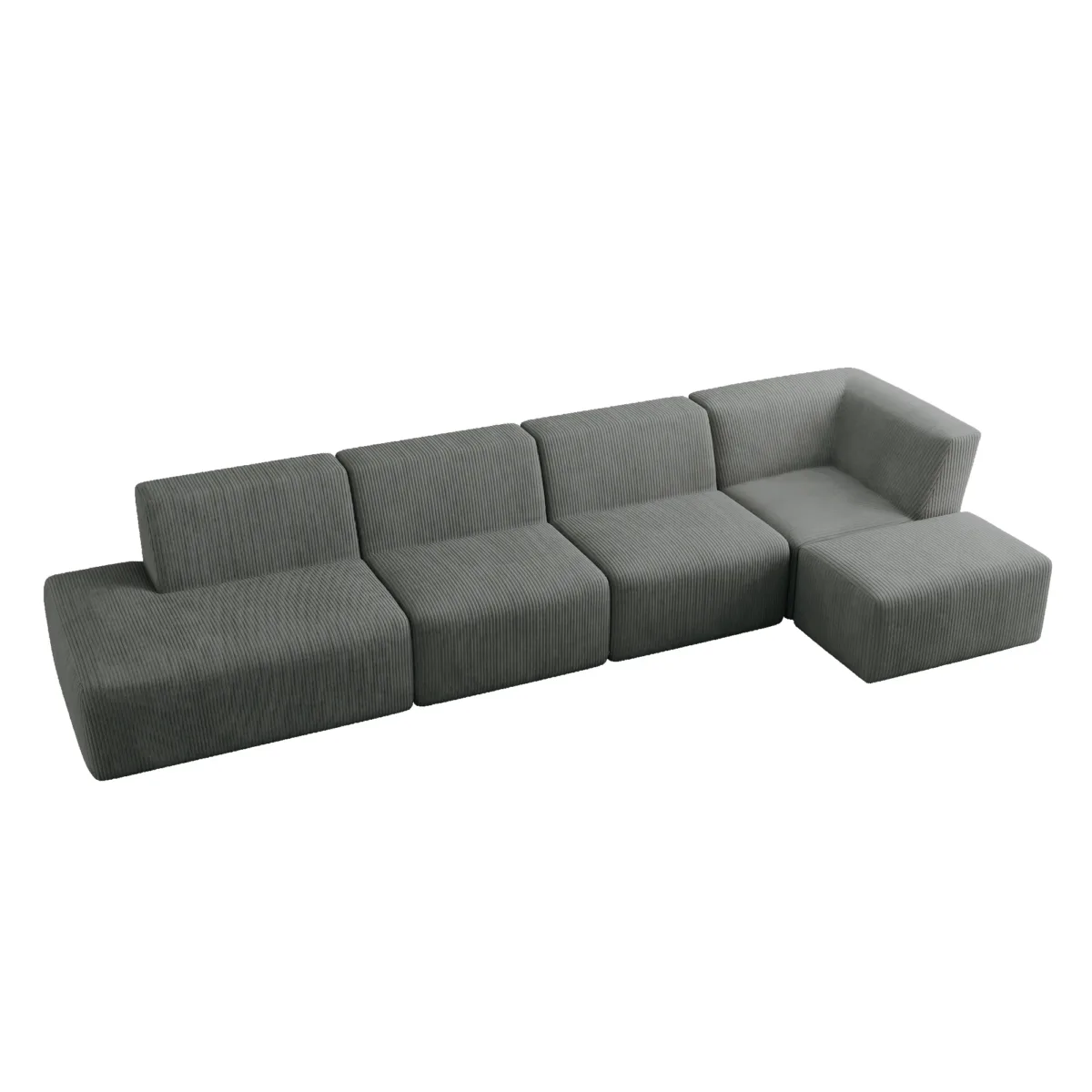 Camelle 5-Piece Corduroy Sectional Sofa with Right Chaise Module - Image 3