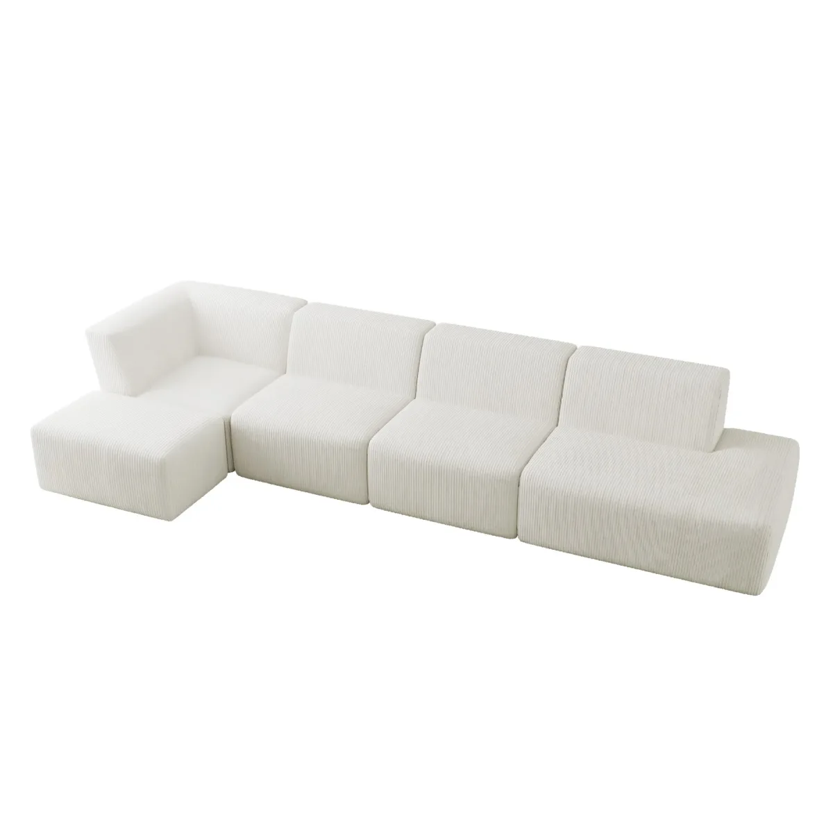 Camelle 5-Piece Corduroy Sectional Sofa with Left Chaise Module - Image 1