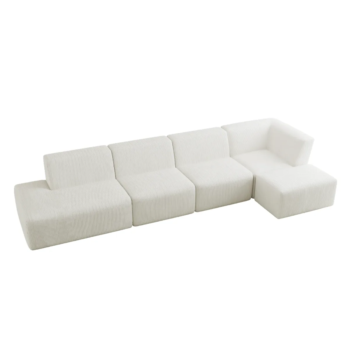 Camelle 5-Piece Corduroy Sectional Sofa with Right Chaise Module - Image 1
