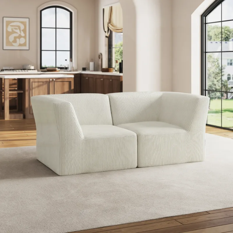 Camelle 2-Piece Flared Arms Corduroy Modular Loveseat - Image 5