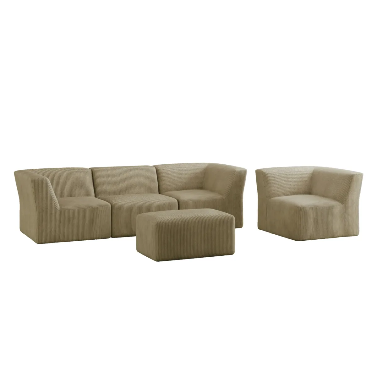 5 - Piece Corduroy Sectional - Image 2