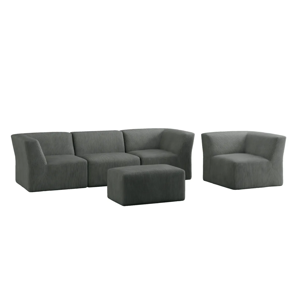 5 - Piece Corduroy Sectional - Image 3