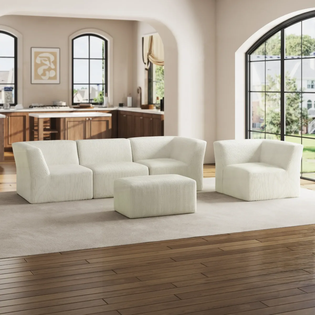 5 - Piece Corduroy Sectional - Image 9