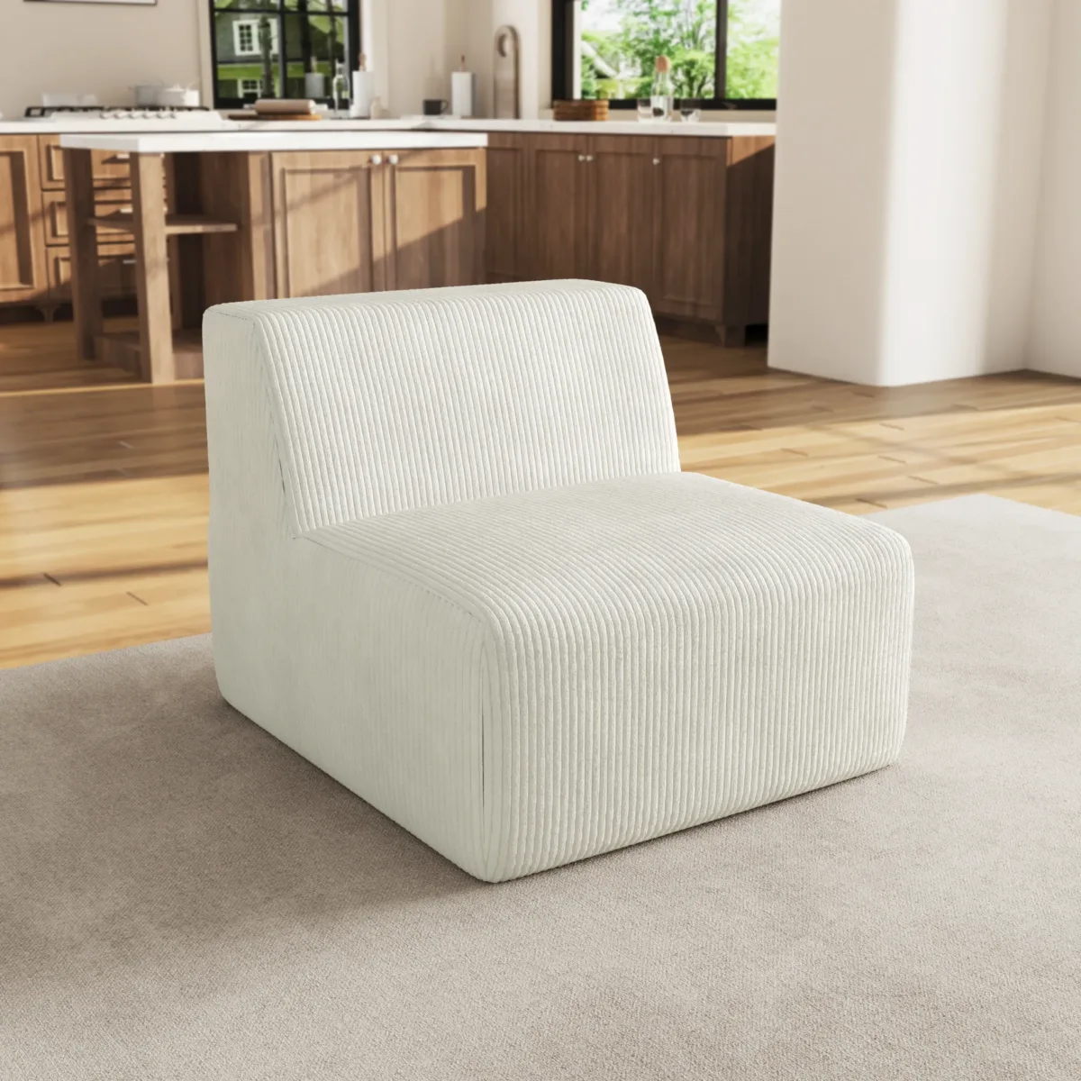 Camelle Corduroy Upholstered Armless Chair - Image 5