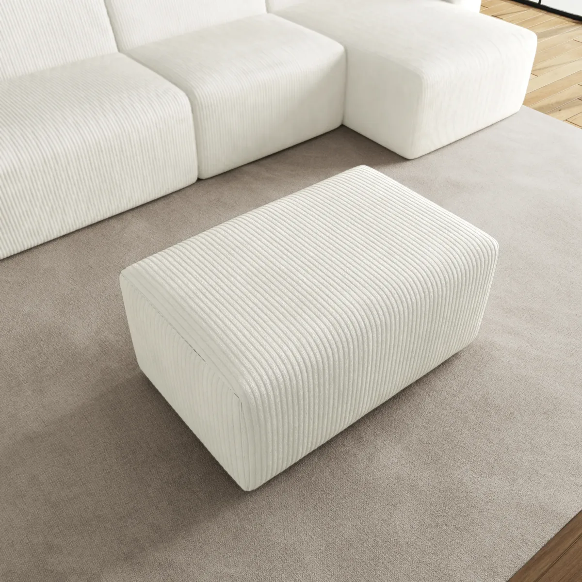 Corduroy Upholstered Ottoman - Image 6